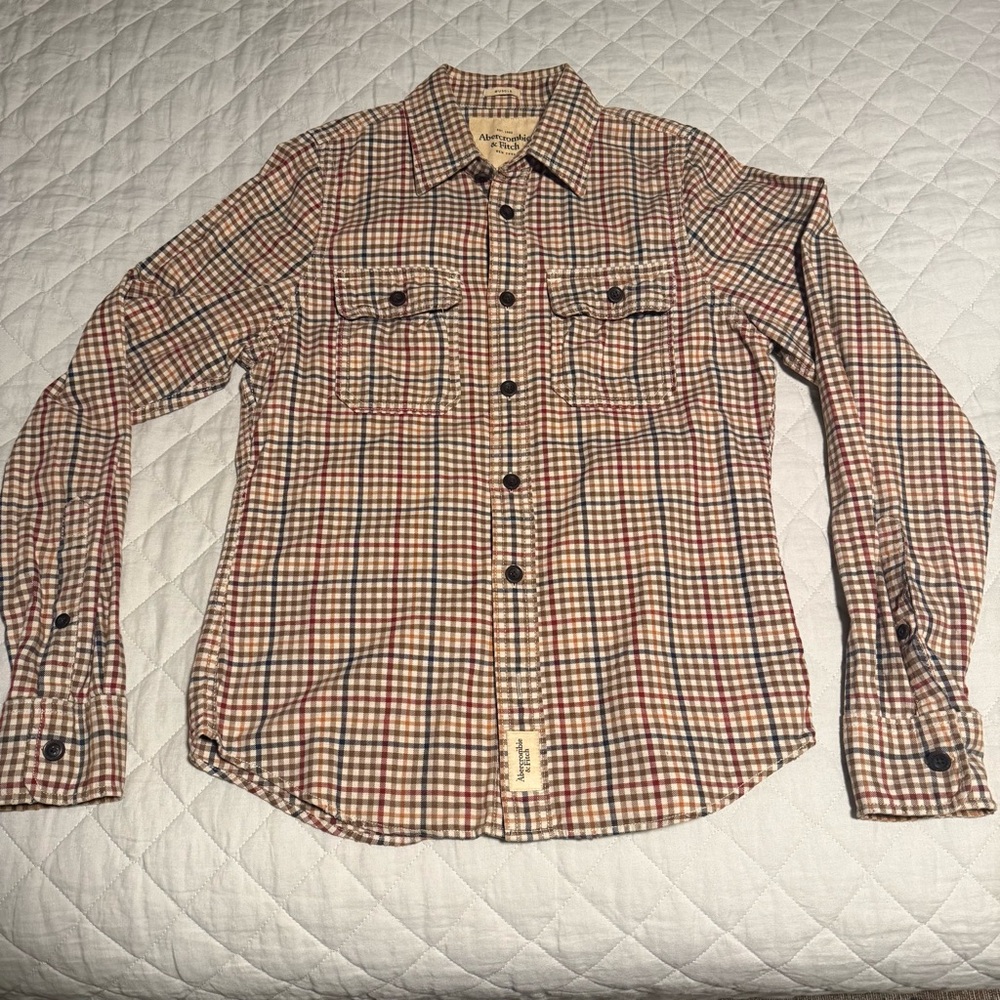 VINTAGE ABERCROMBIE AND FITCH Men's Plaid Button-Up Shirt M